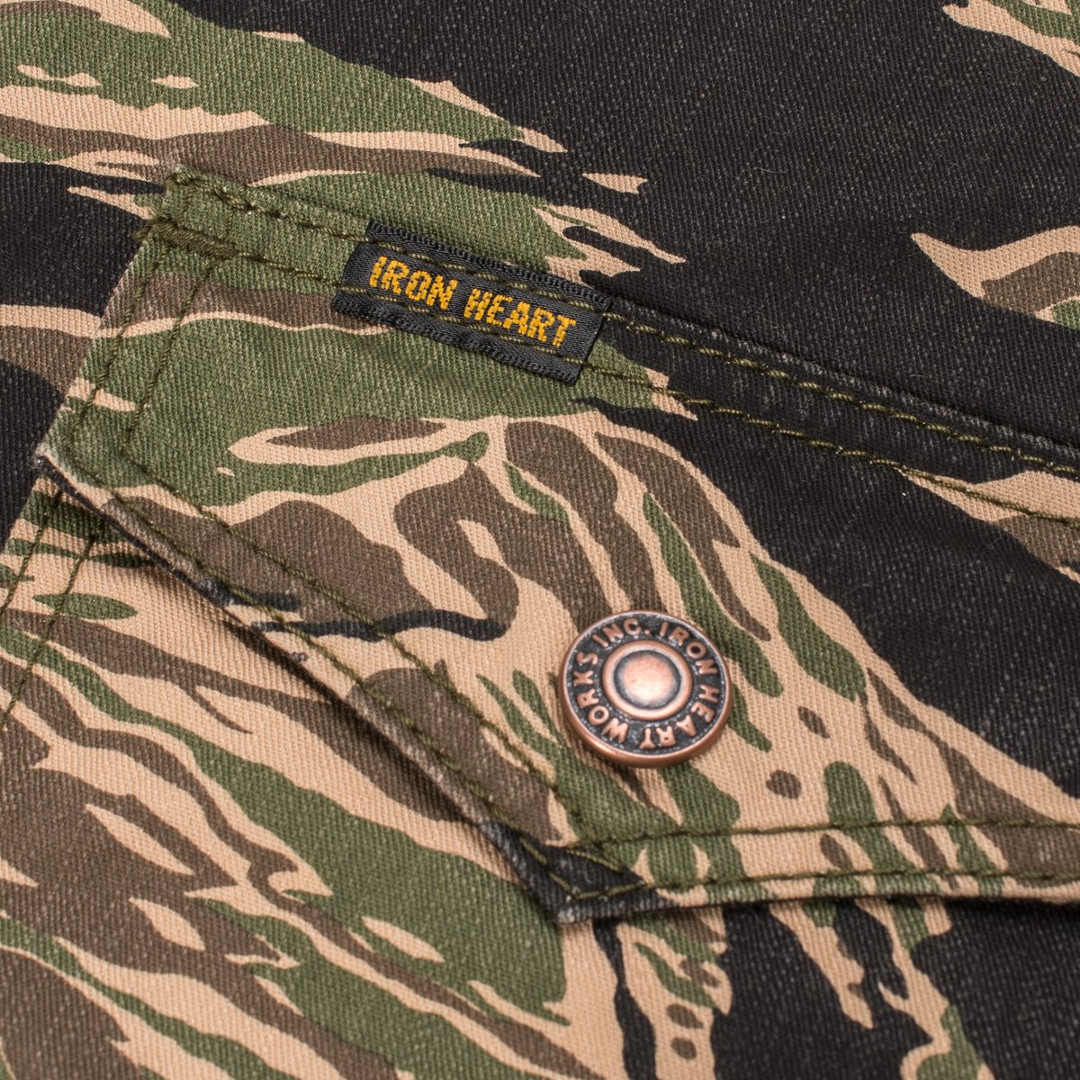 Green Tiger Stripe Camouflage CPO Shirt. Made in Japan.