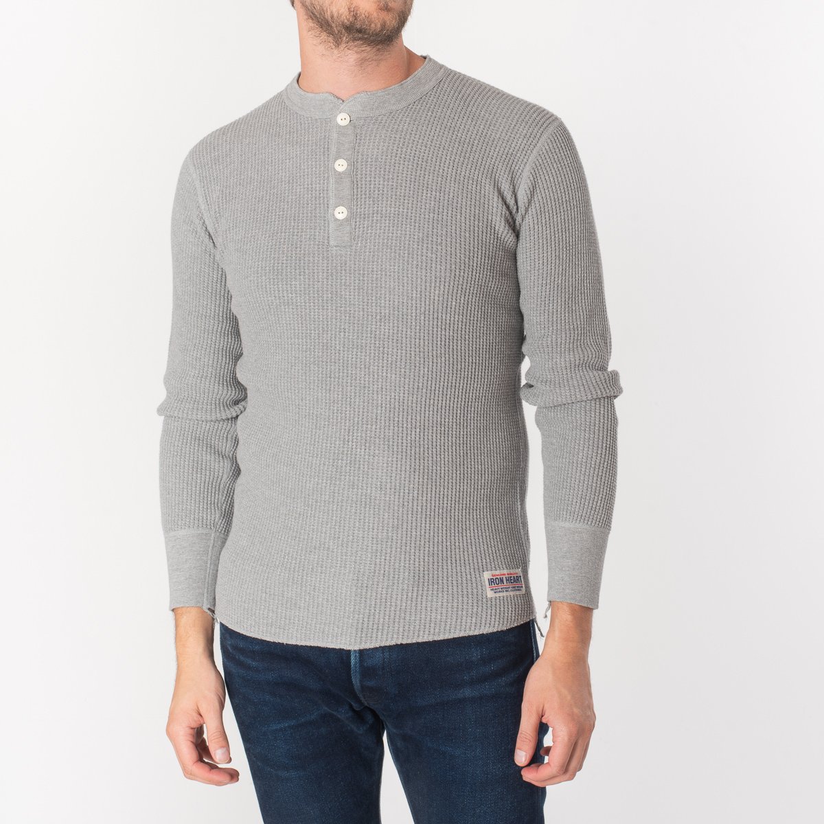 waffle knit long sleeve henley