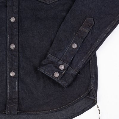 18oz Vintage Selvedge Denim CPO Shirt - Indigo Overdyed Black