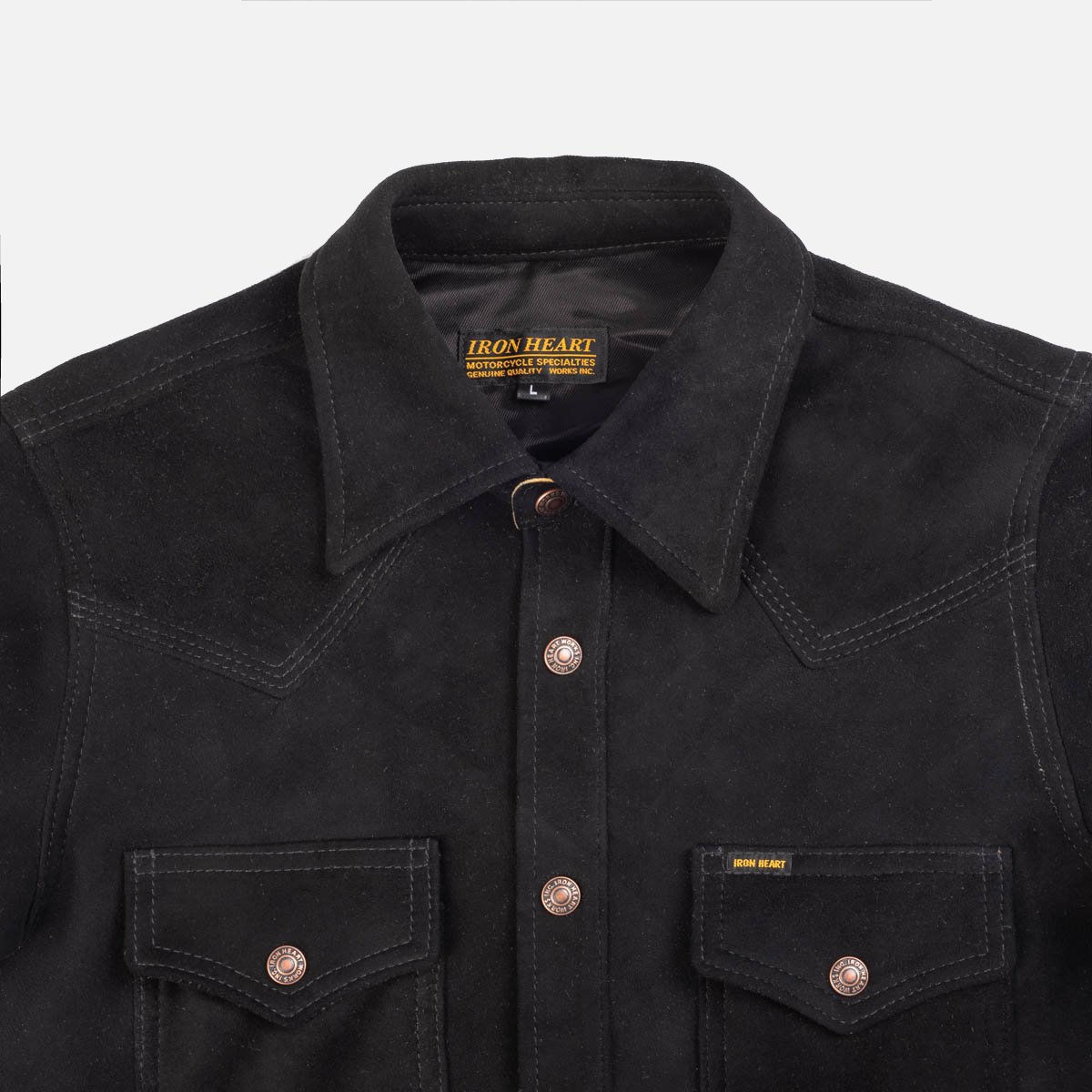 Iron Heart Deerskin Western Shirt in Black