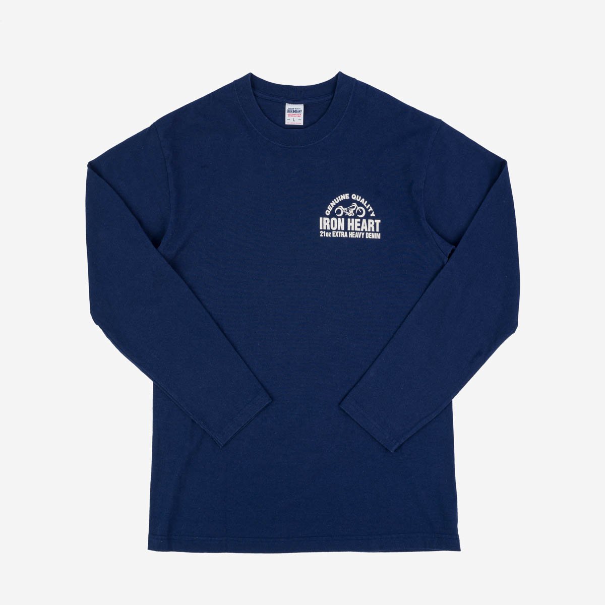 7.5oz Printed Loopwheel Crew Neck Long Sleeved T-Shirt - Navy