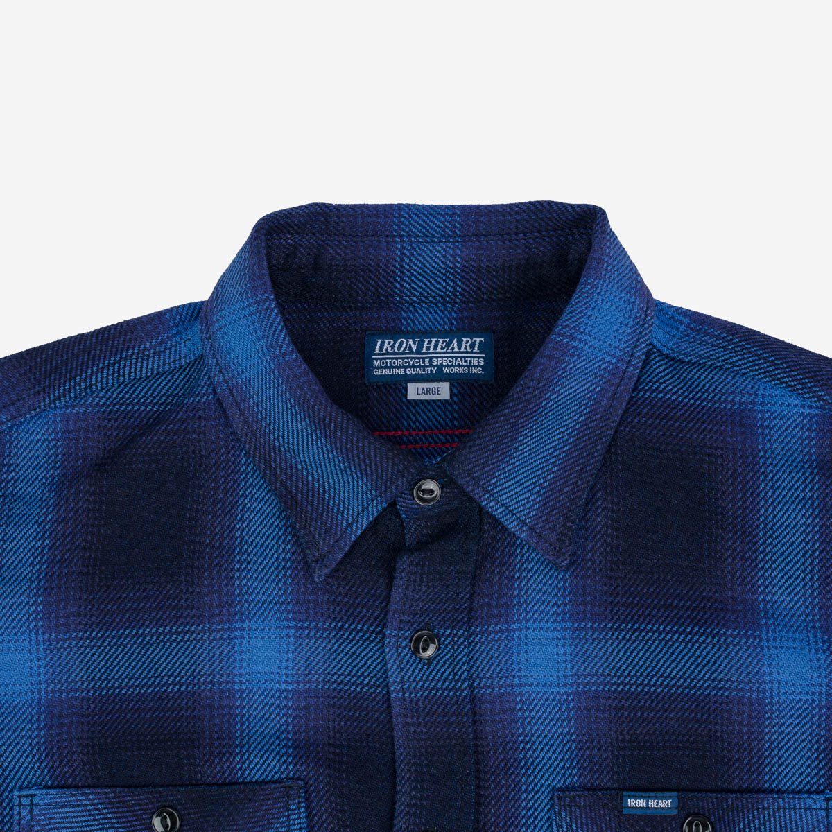 Iron Heart 9oz Selvedge Ombré Check Work Shirt - Indigo