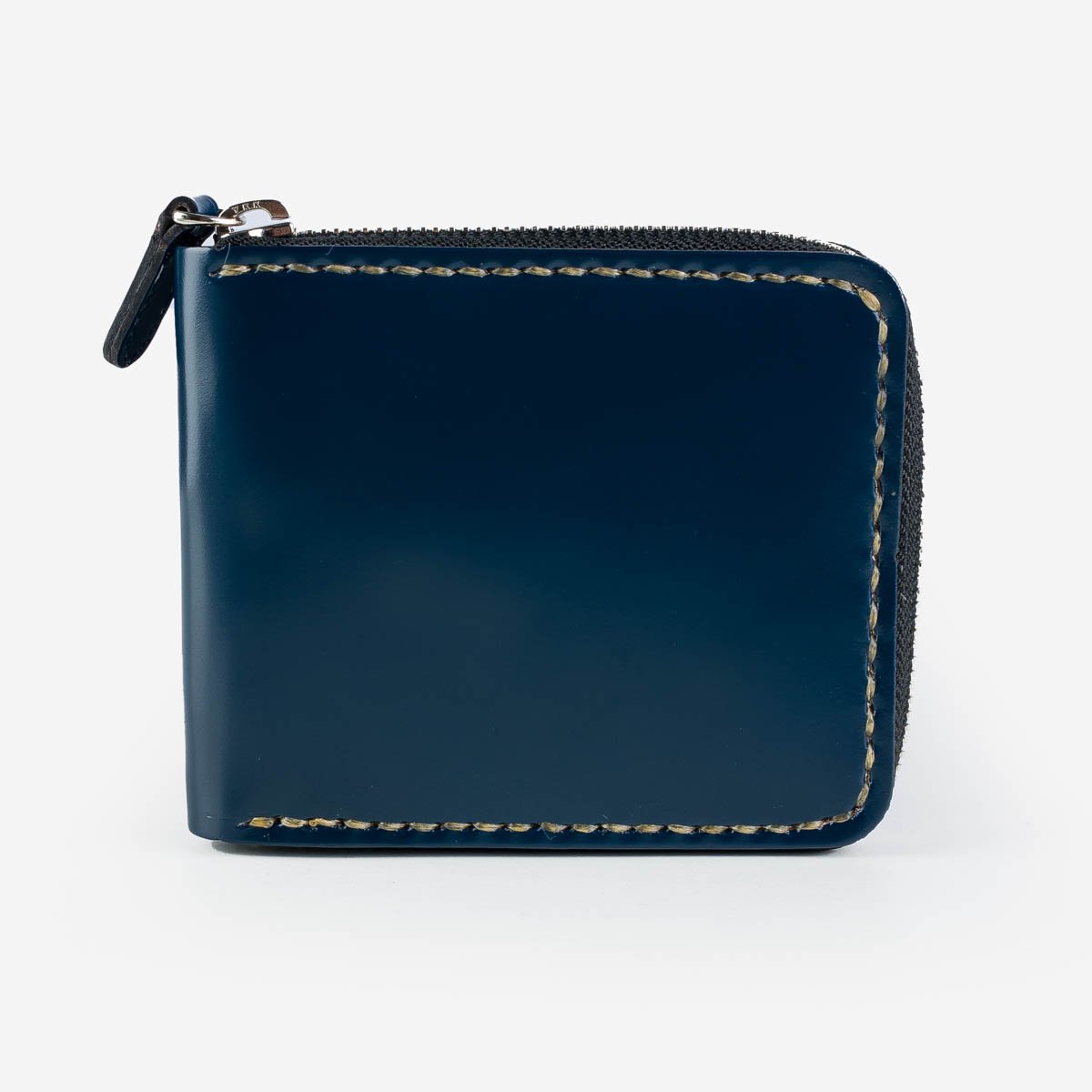 Zip-Secured Shell Cordovan Wallet - Navy Blue