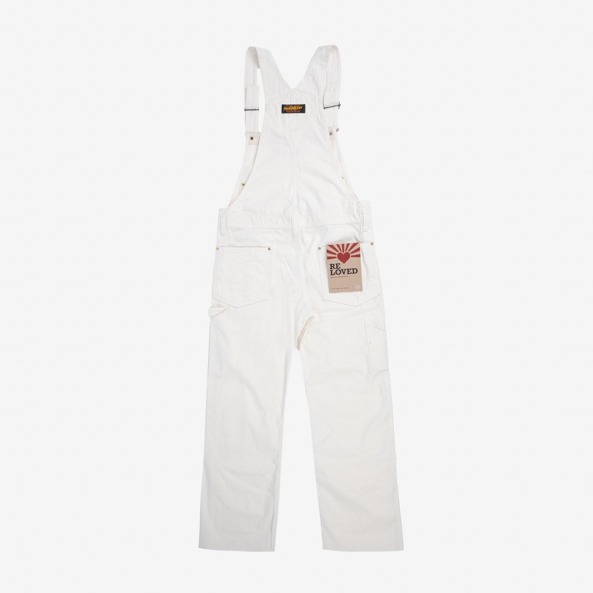 10.5oz Herringbone Double Knee Overalls - White (IH-812-WHT) Tag