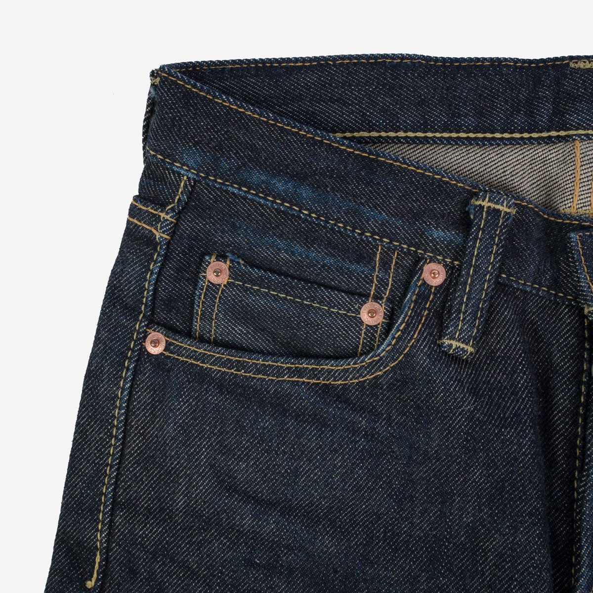 IH-777S-21ib - 21oz Selvedge Denim Slim Tapered Cut Jeans - Indigo/Black