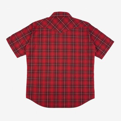 5oz Selvedge Short Sleeved Western Shirt - Red Vintage Check