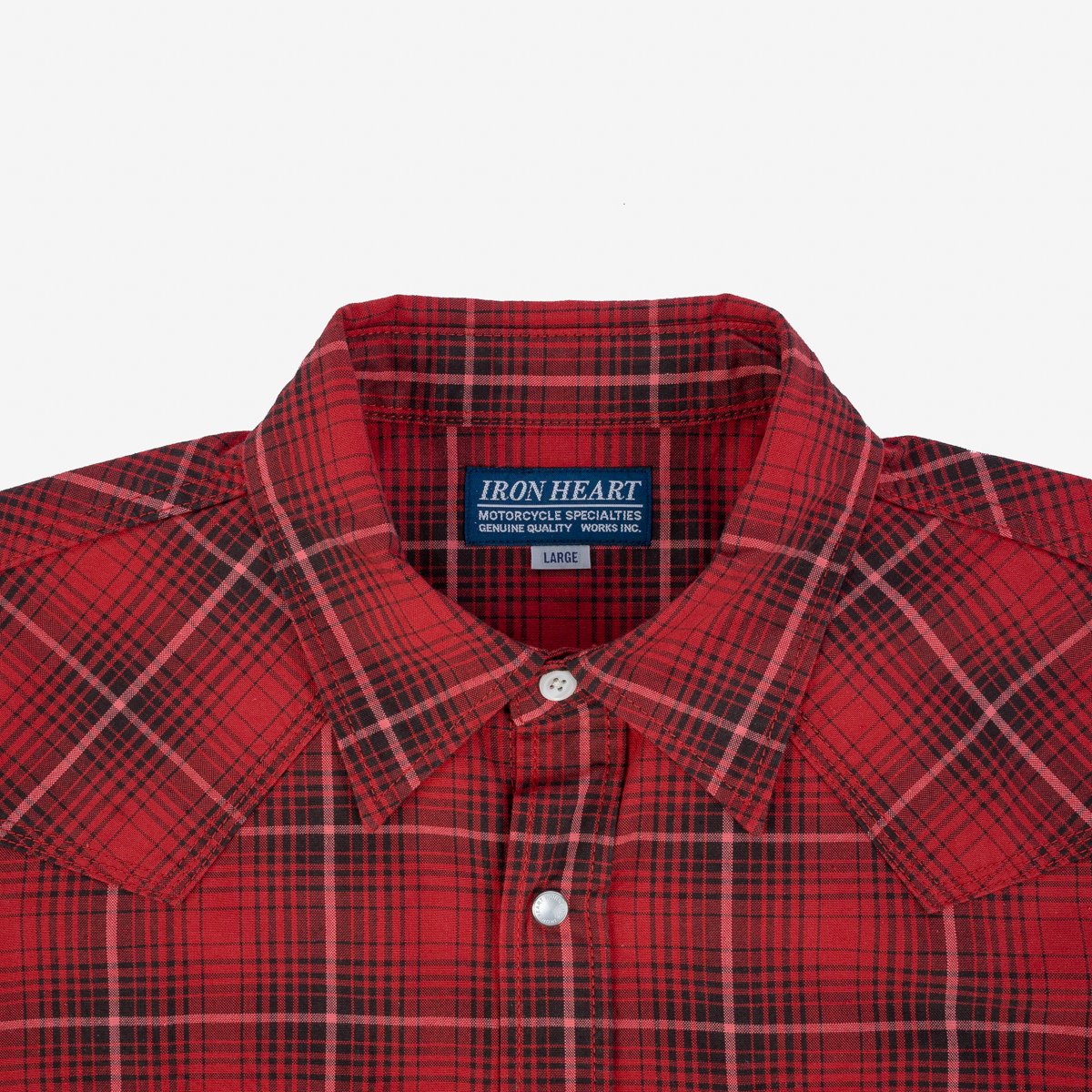 5oz Selvedge Short Sleeved Western Shirt - Red Vintage Check