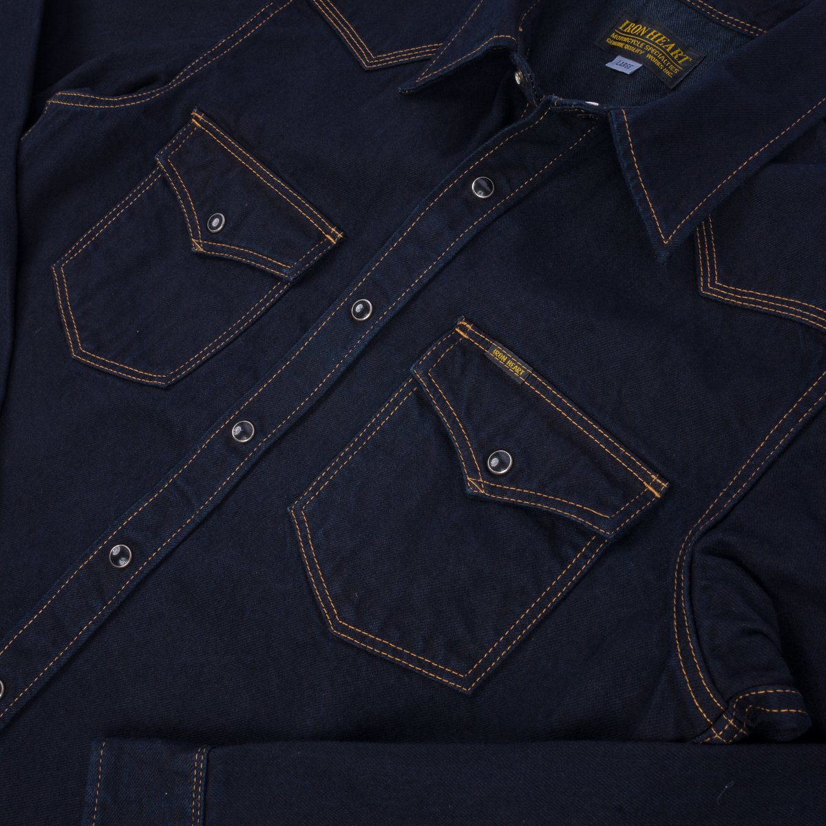 Iron Heart 12oz Selvedge Denim Western Shirt - Indigo Overdyed