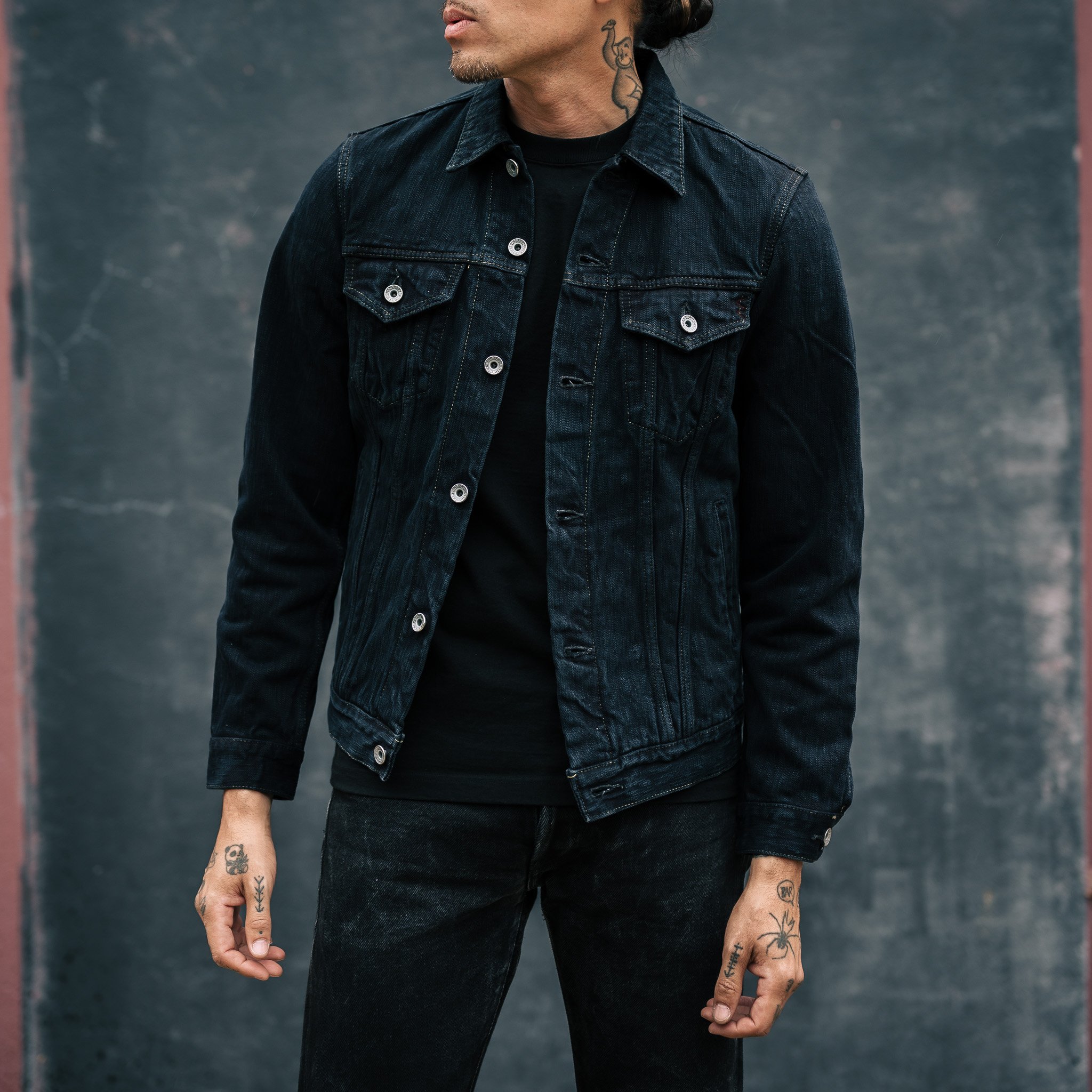 Iron Heart 16oz Slubby Selvedge Denim Type III Jacket - Indigo Overdyed  Black